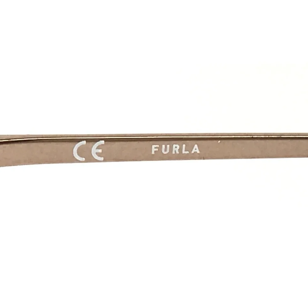 Furla Eyeglasses Frames VFU588 COL.0K99 Brown Gold Butterfly Wire Rim 53-16-135